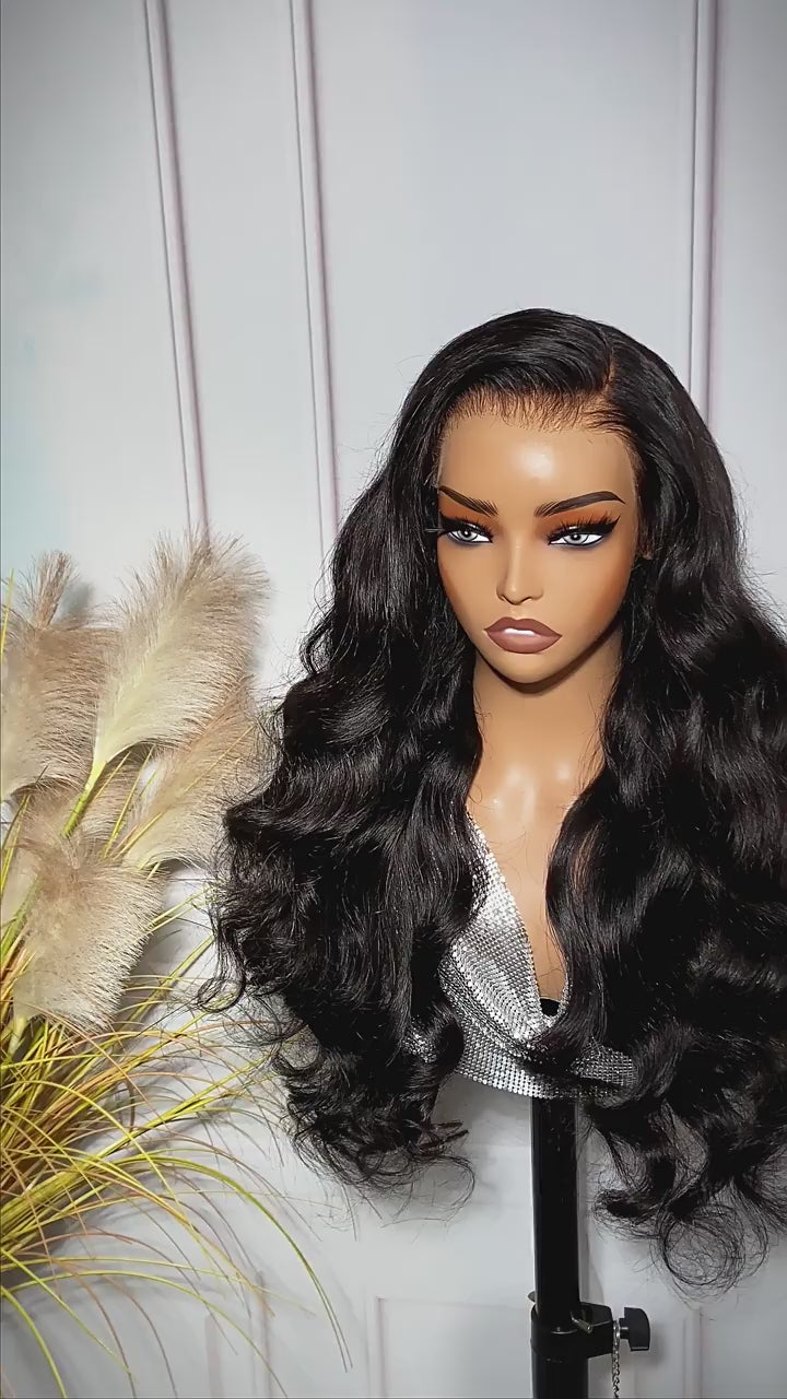 7x6 HD Lace Front Human Hair Wig | Glueless Body Wave Wig Pre-Plucked (Natural Black)
